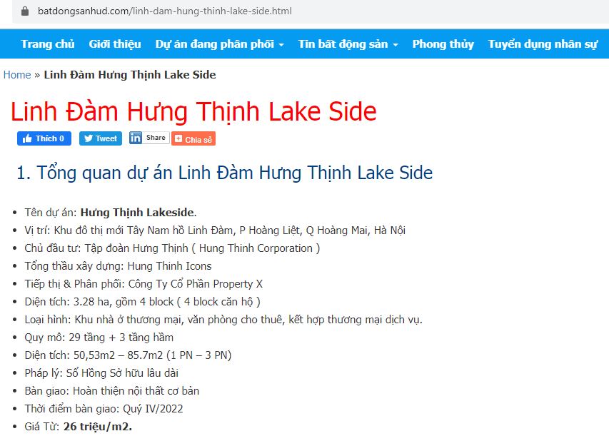 Linh Đàm Hưng Thịnh Lakeside: Dự án 'không có thật', huy động vốn trái phép? 1